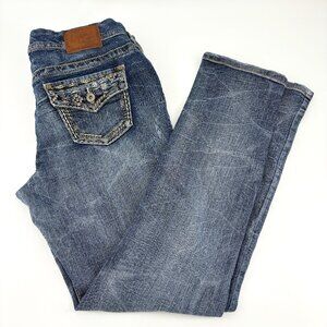 Ariya Denim Jeans Women's Size 13/14 Embellished Flap Pocket Distressed Y2K